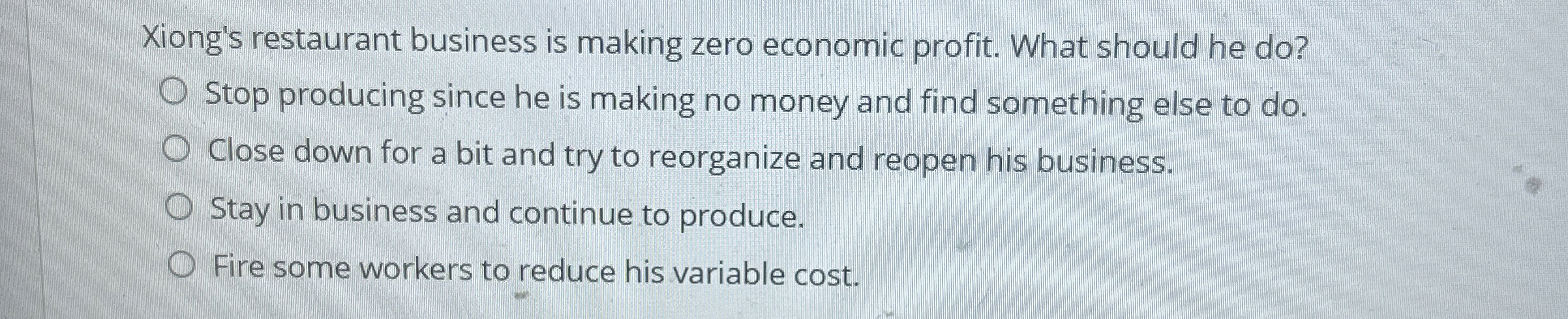 Xiong's restaurant business is making zero