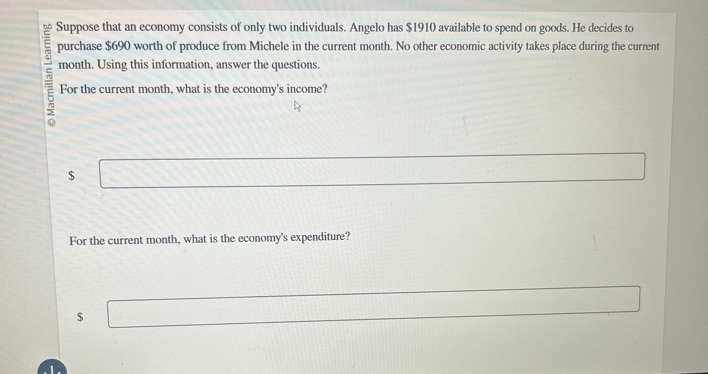 ? 5 0 Suppose that an economy consists of only