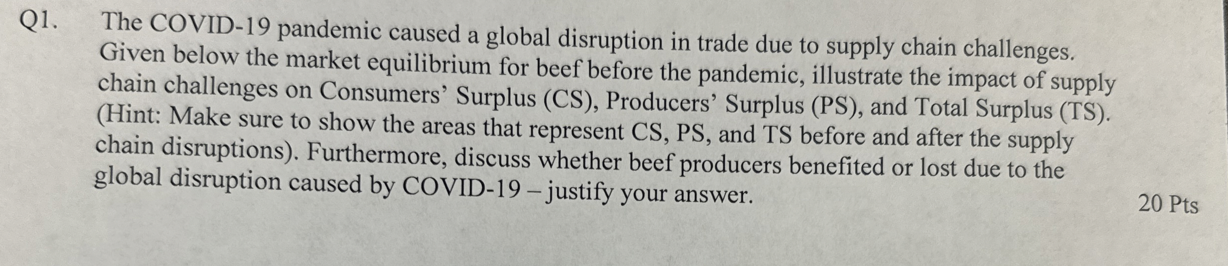 Q 1 . The COVID - 1 9 pandemic caused a global