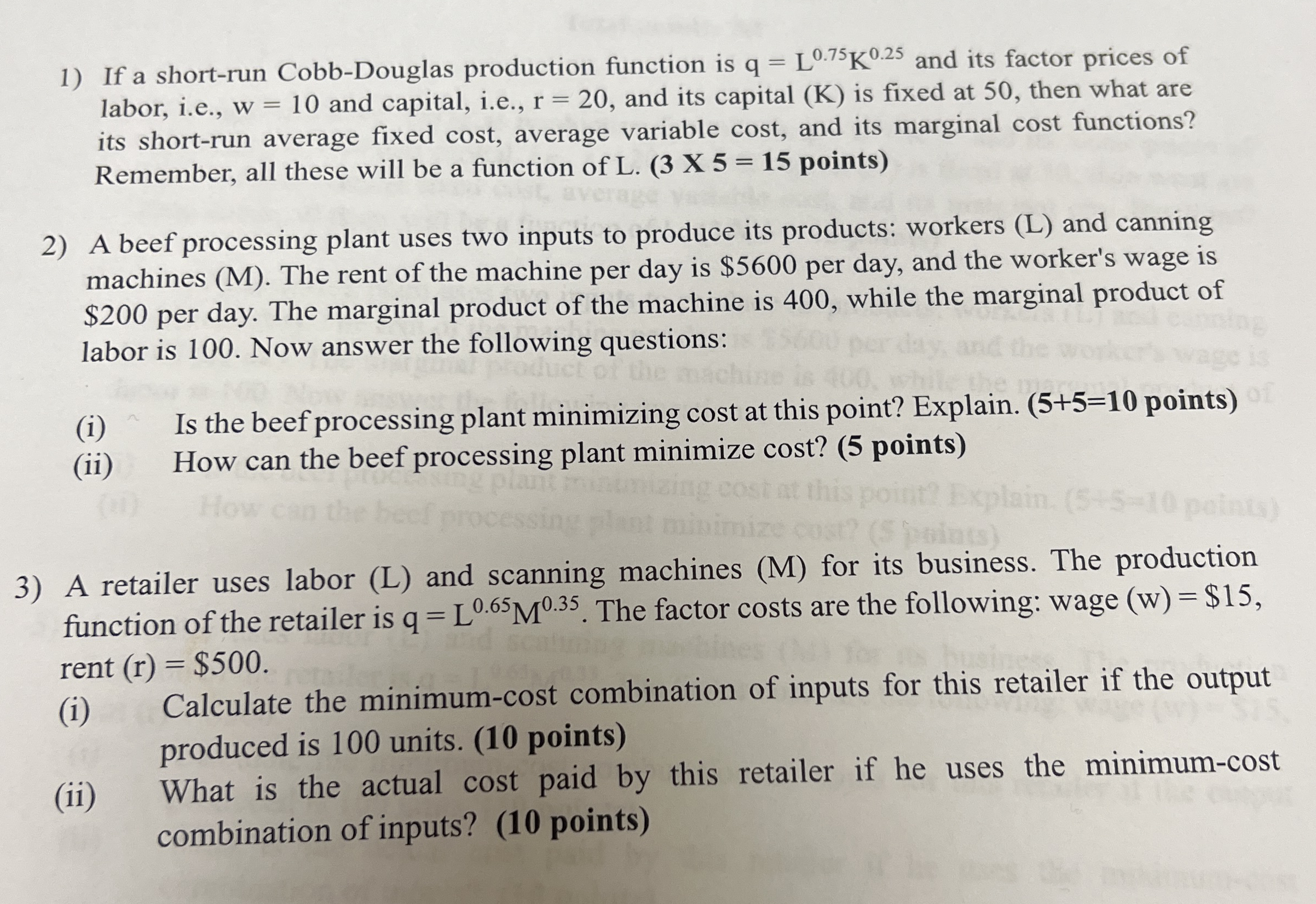If a short - run Cobb - Douglas production