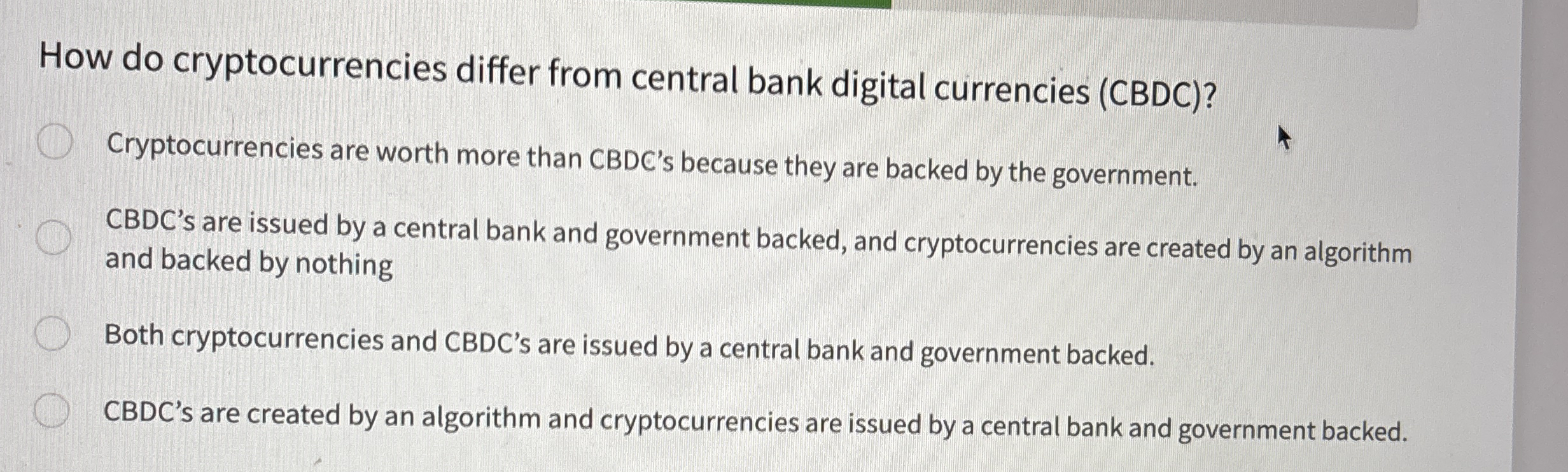 How do cryptocurrencies differ from central bank