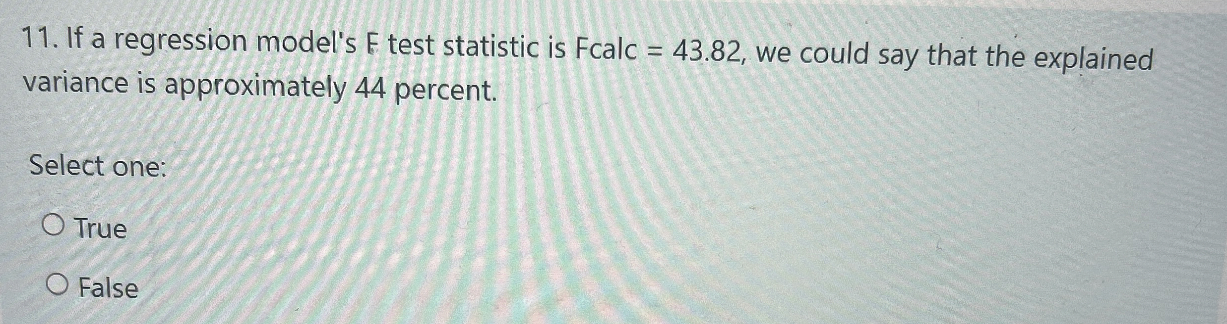 If a regression model's E test statistic is Fcalc
