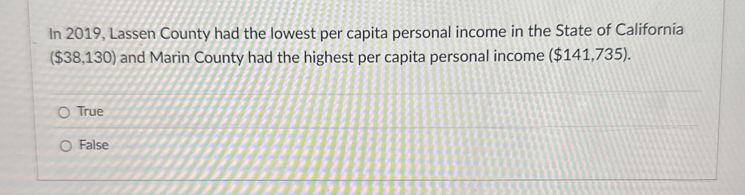 In 2 0 1 9 , Lassen County had the lowest per