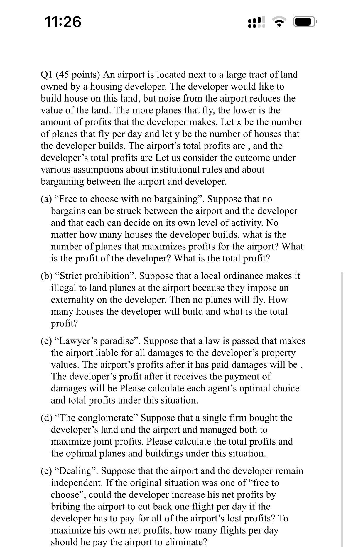 1 1 : 2 6 Q 1 ( 4 5 points ) An airport is