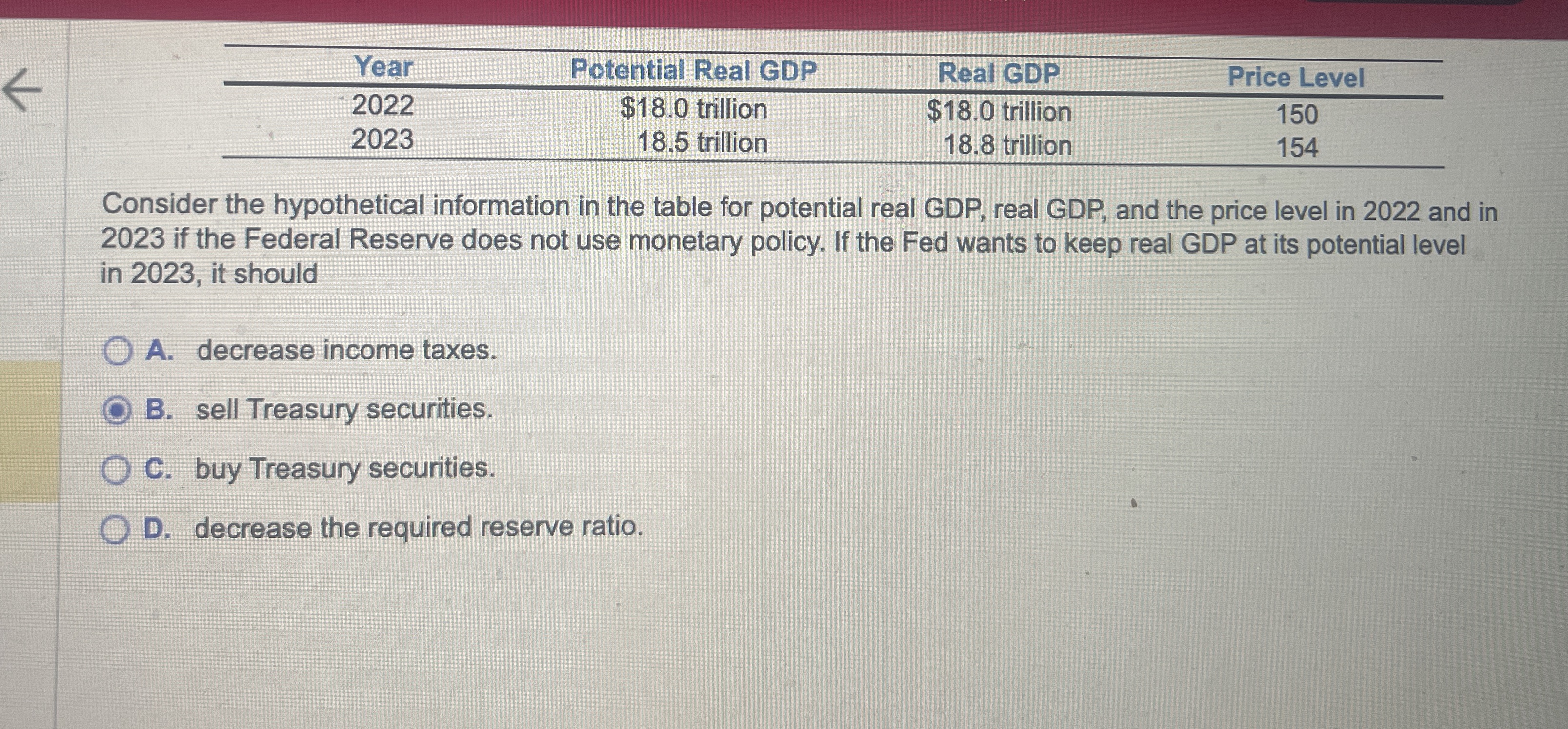 \ table [ [ Year , Potential Real GDP , Real GDP