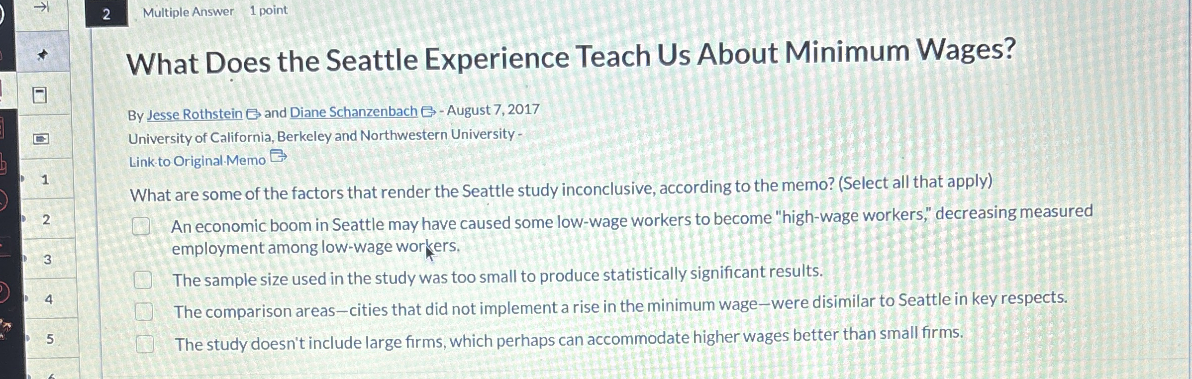 2 Multiple Answer 1 point What Does the Seattle