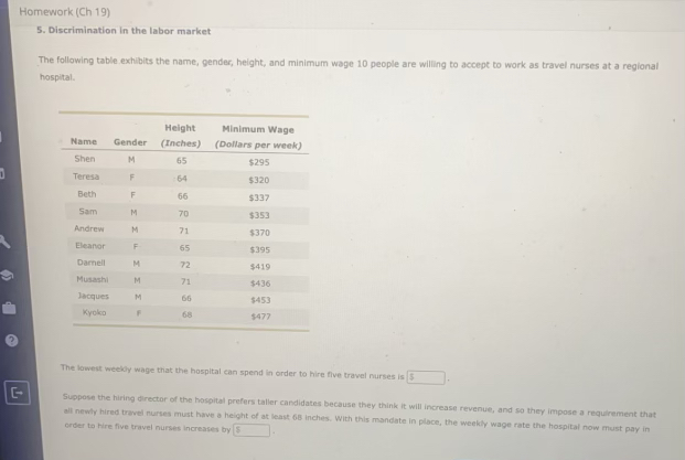 Homework ( Ch 1 9 ) 5 . Discrimination in the