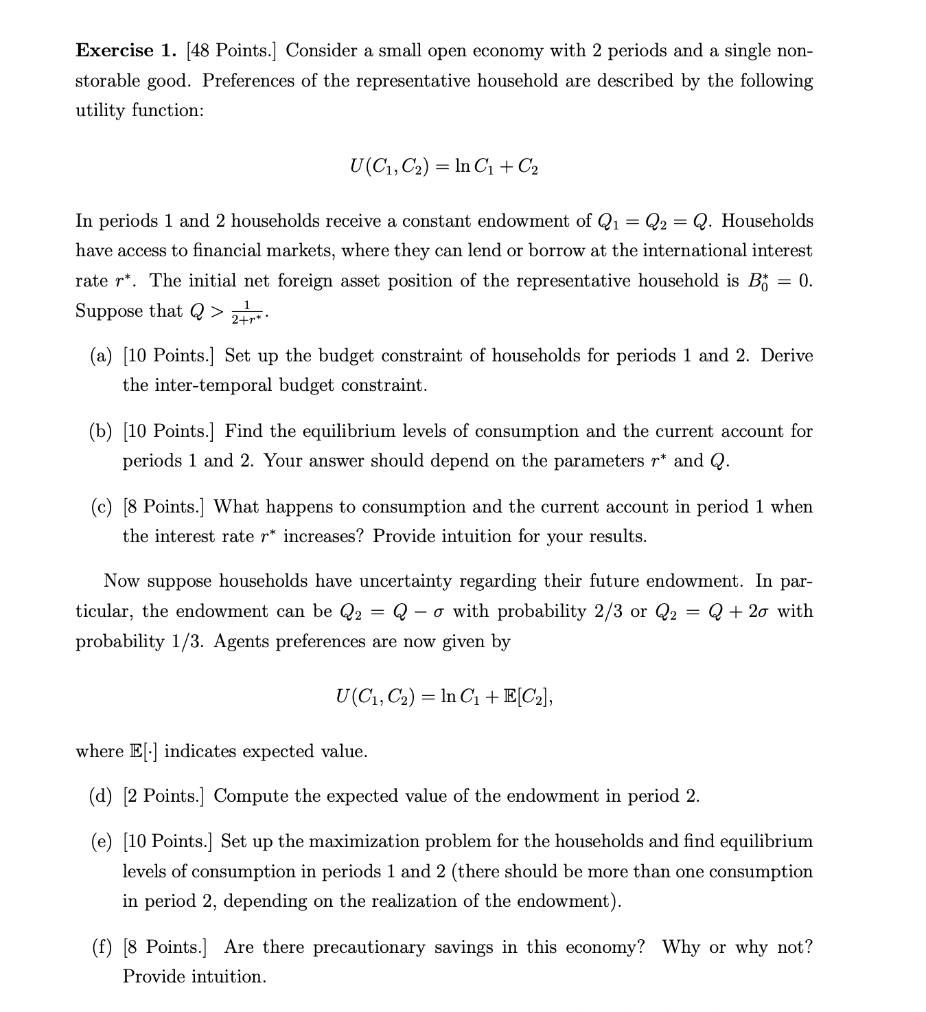 Exercise 1 . [ 4 8 Points. ] Consider a small