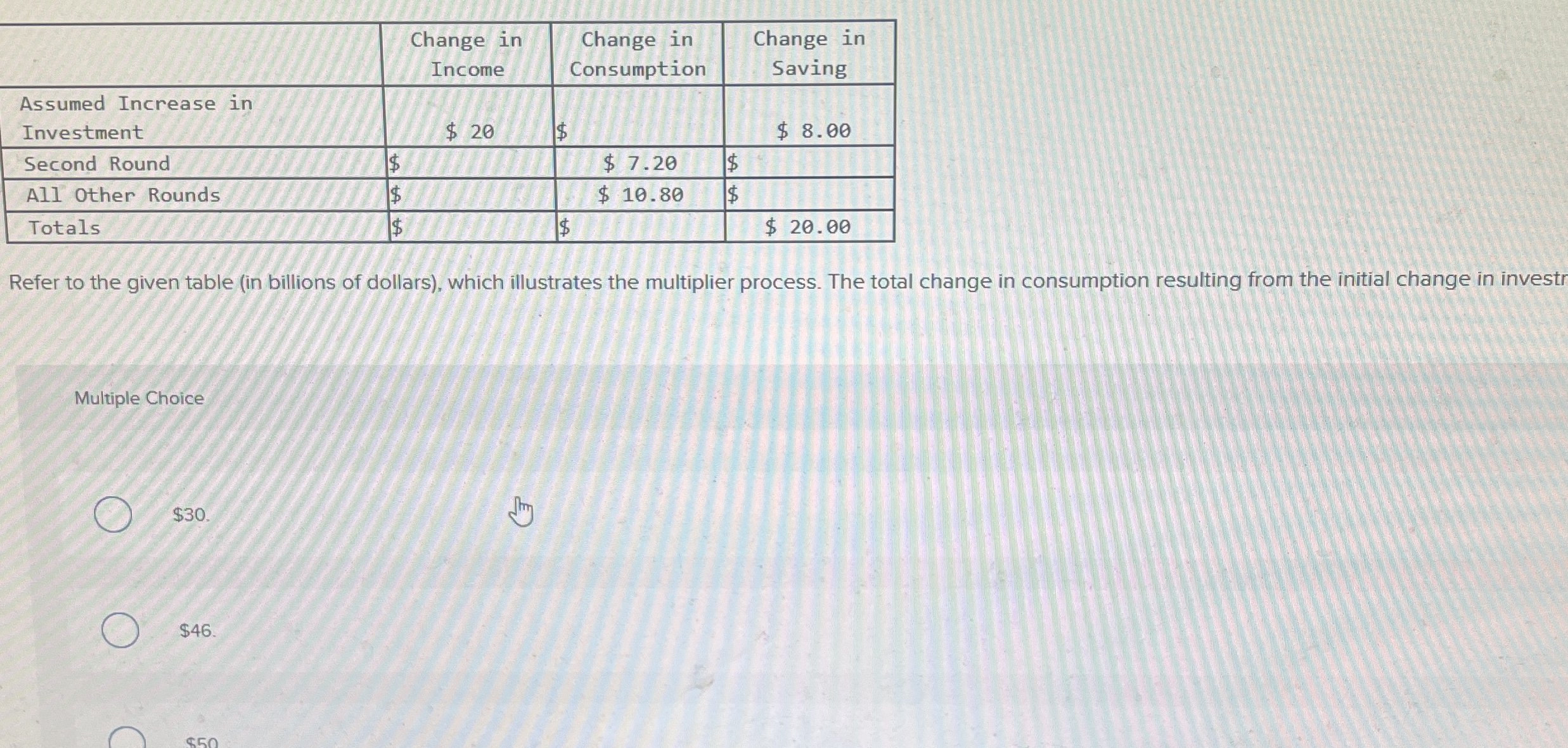 \ table [ [ , \ table [ [ Change in ] , [ Income