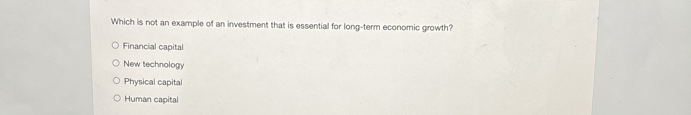 Which is not an example of an investment that is