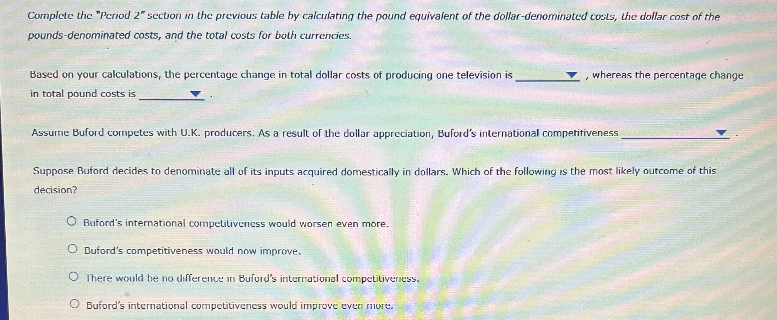 Complete the "Period 2 " section in the previous