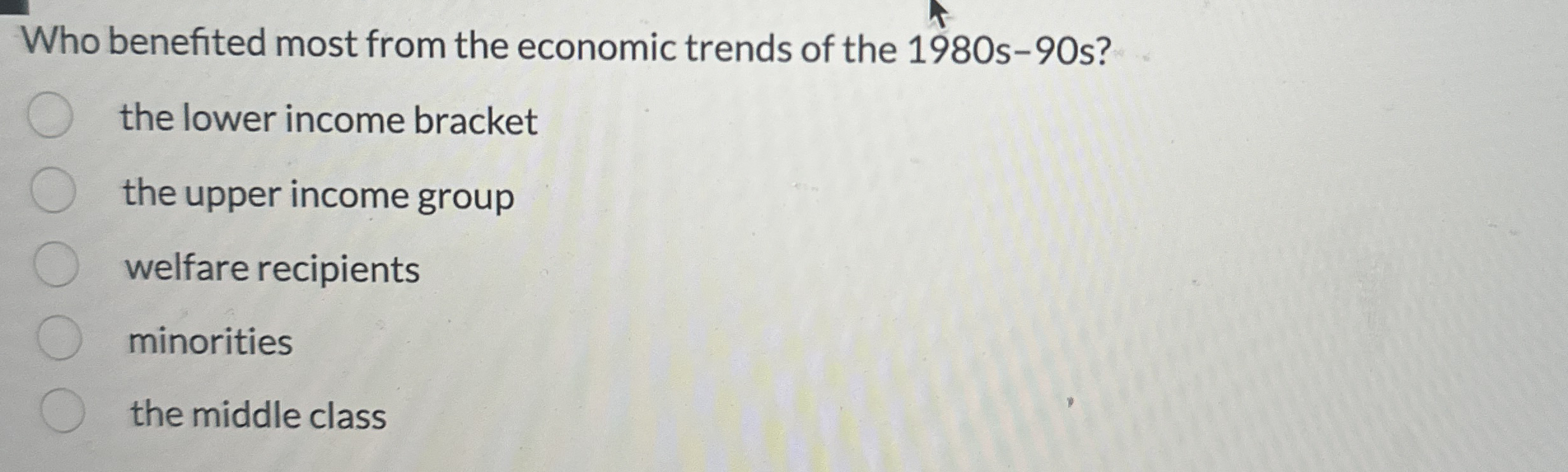 Who benefited most from the economic trends of