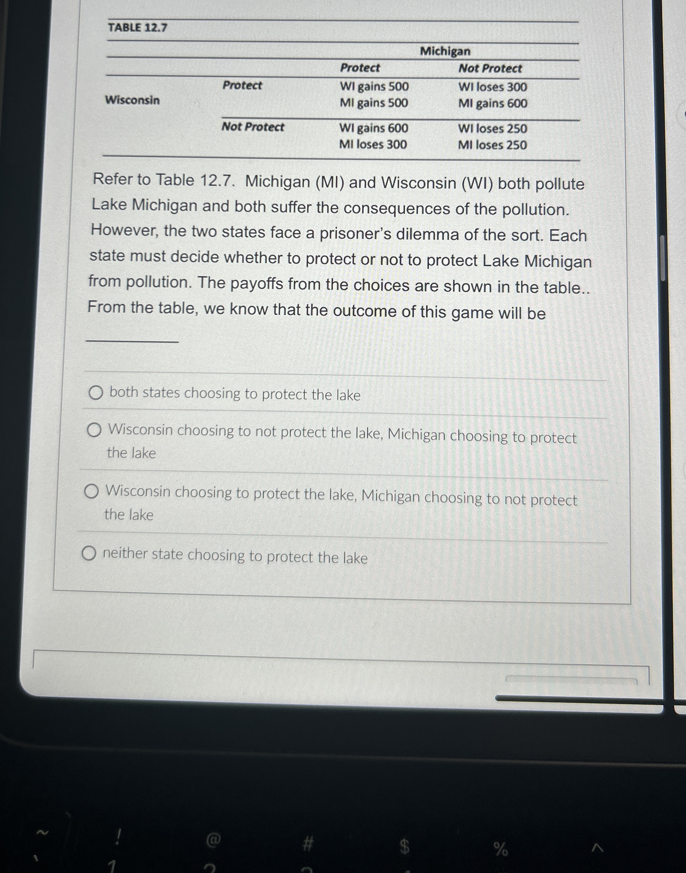TABLE 1 2 . 7 \ table [ [ , , Michigan ] , [