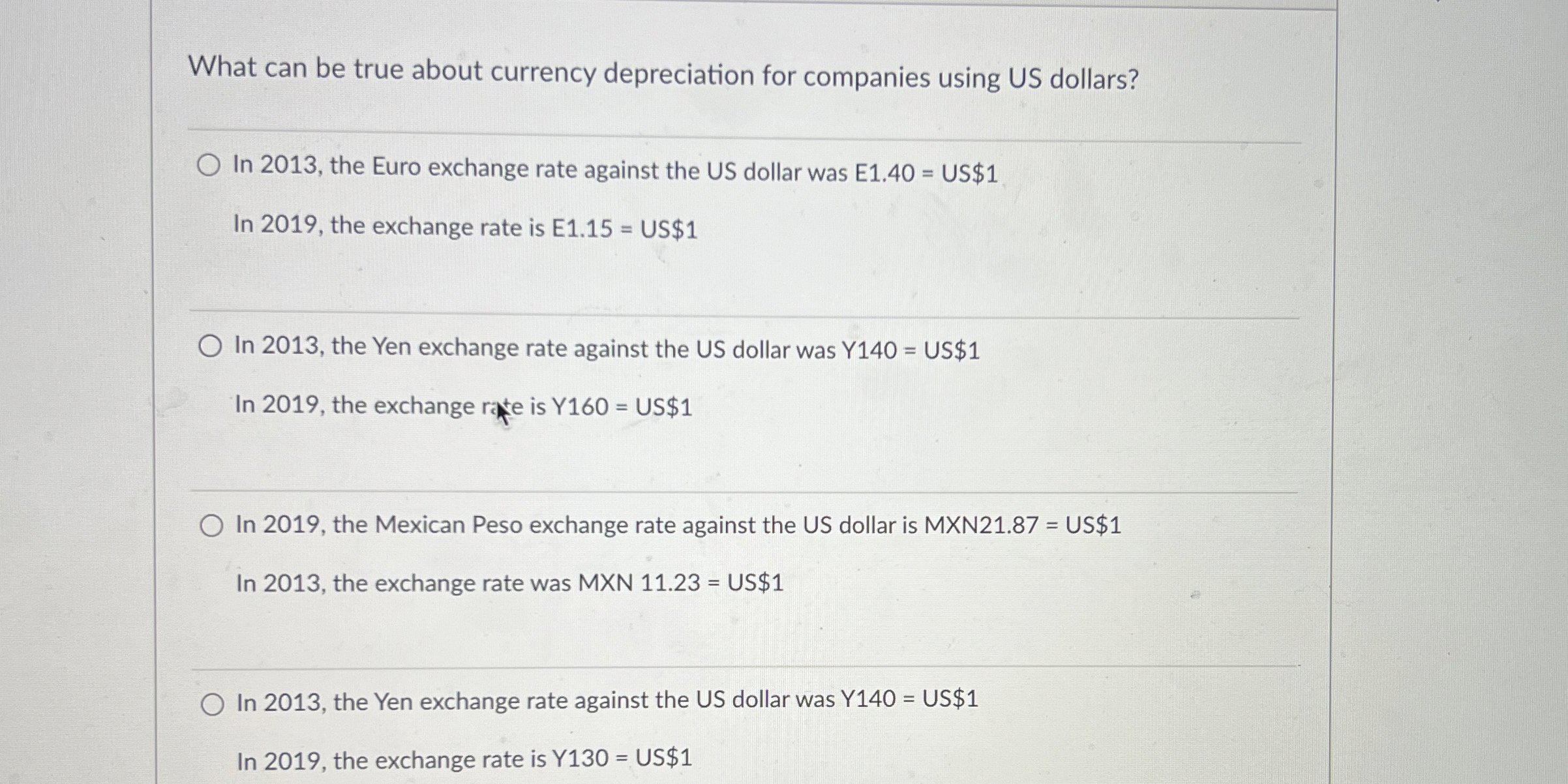 What can be true about currency depreciation for