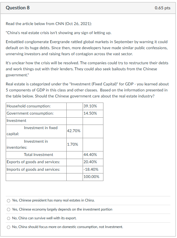 Question 8 Read the article below from CNN ( Oct