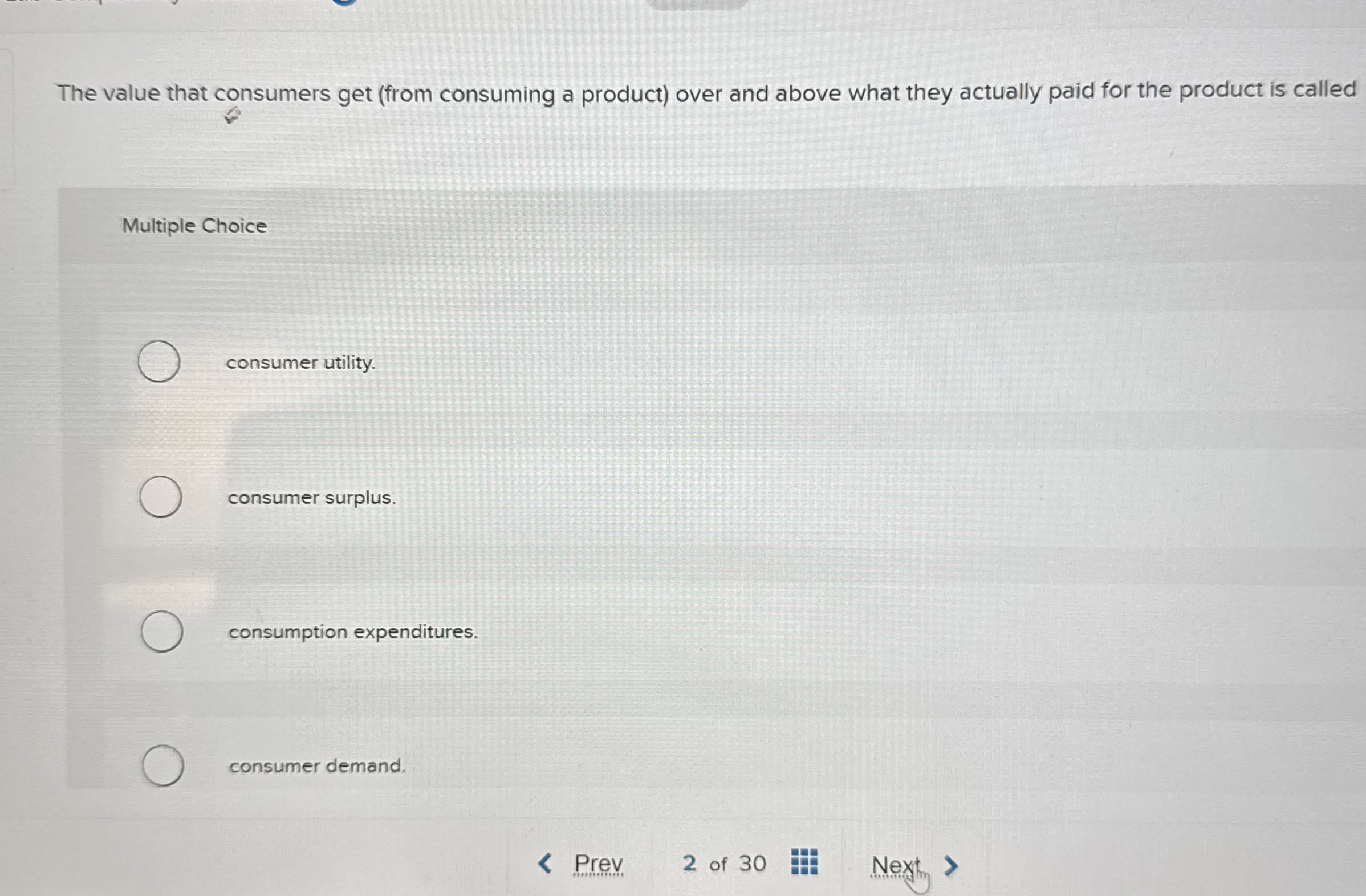 The value that consumers get ( from consuming a