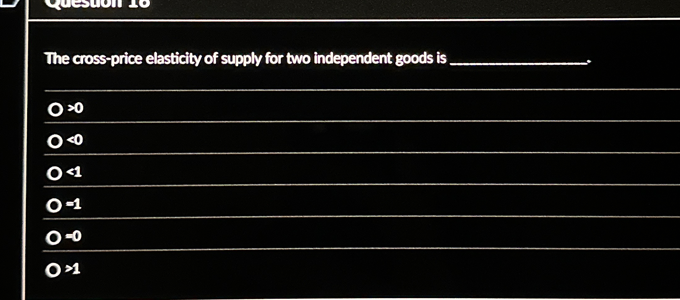 The cross - price elasticity of supply for two
