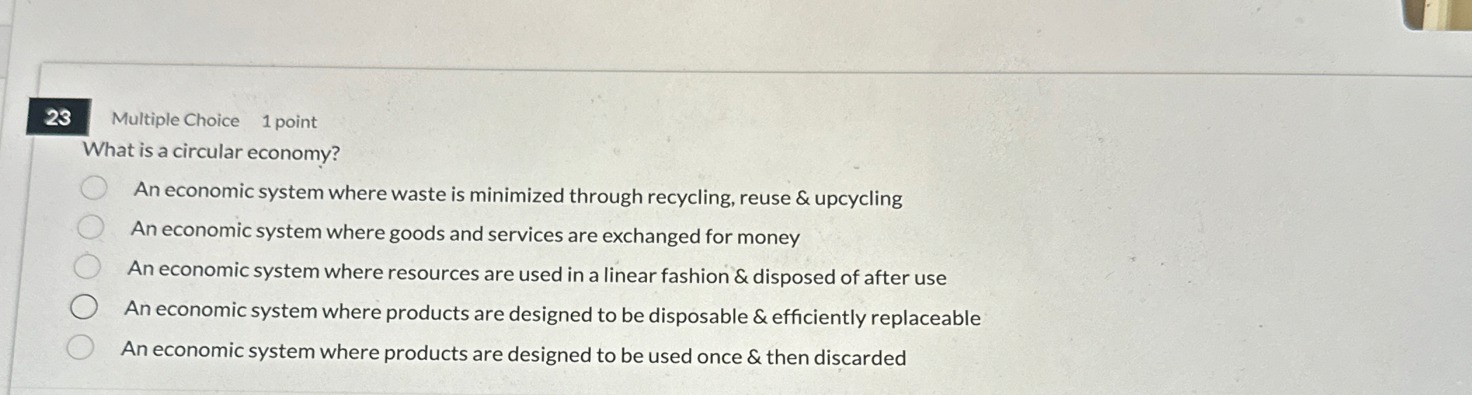 2 3 Multiple Choice 1 point What is a circular