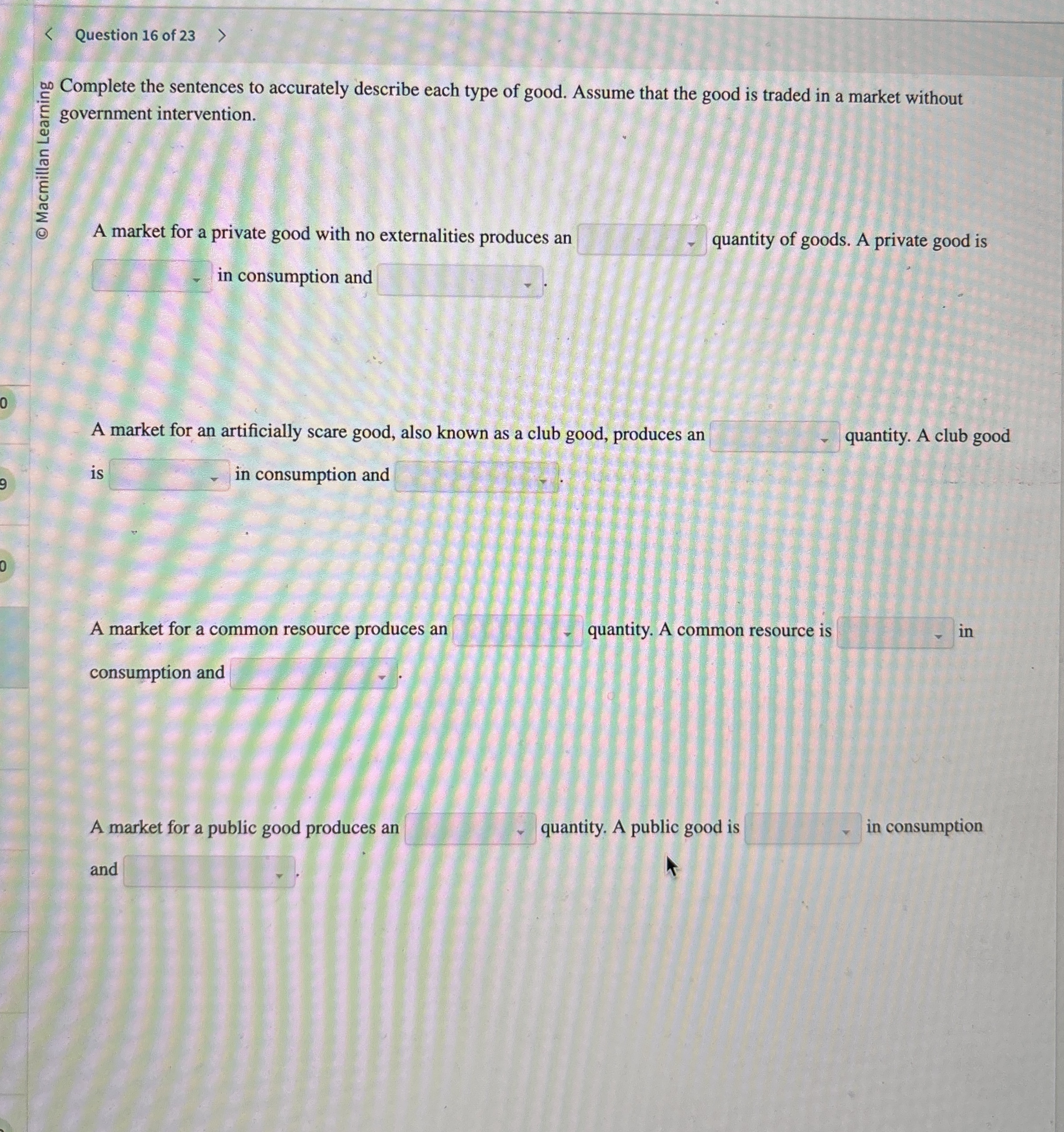 Question 1 6 of 2 3  style=