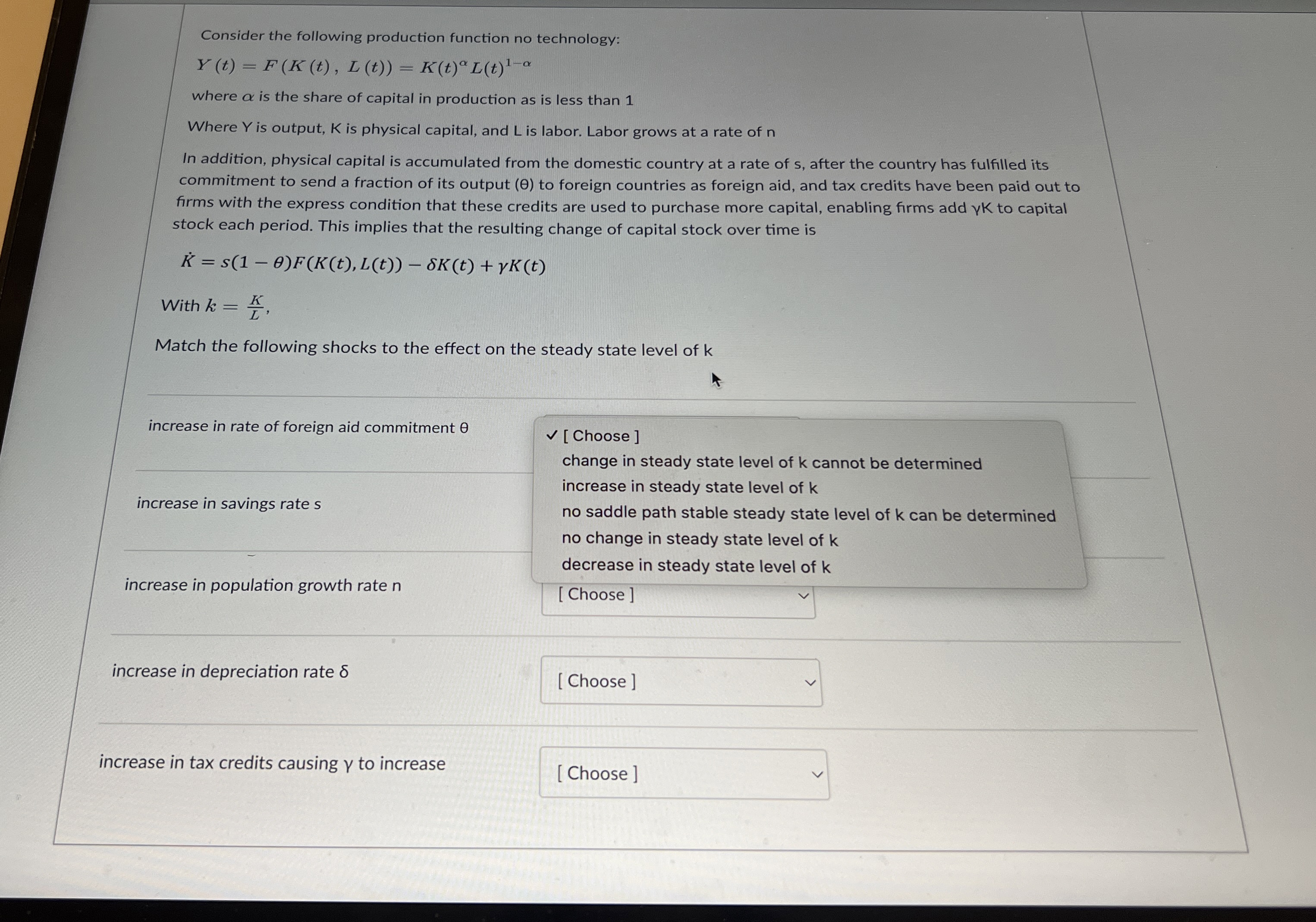 Consider the following production function no