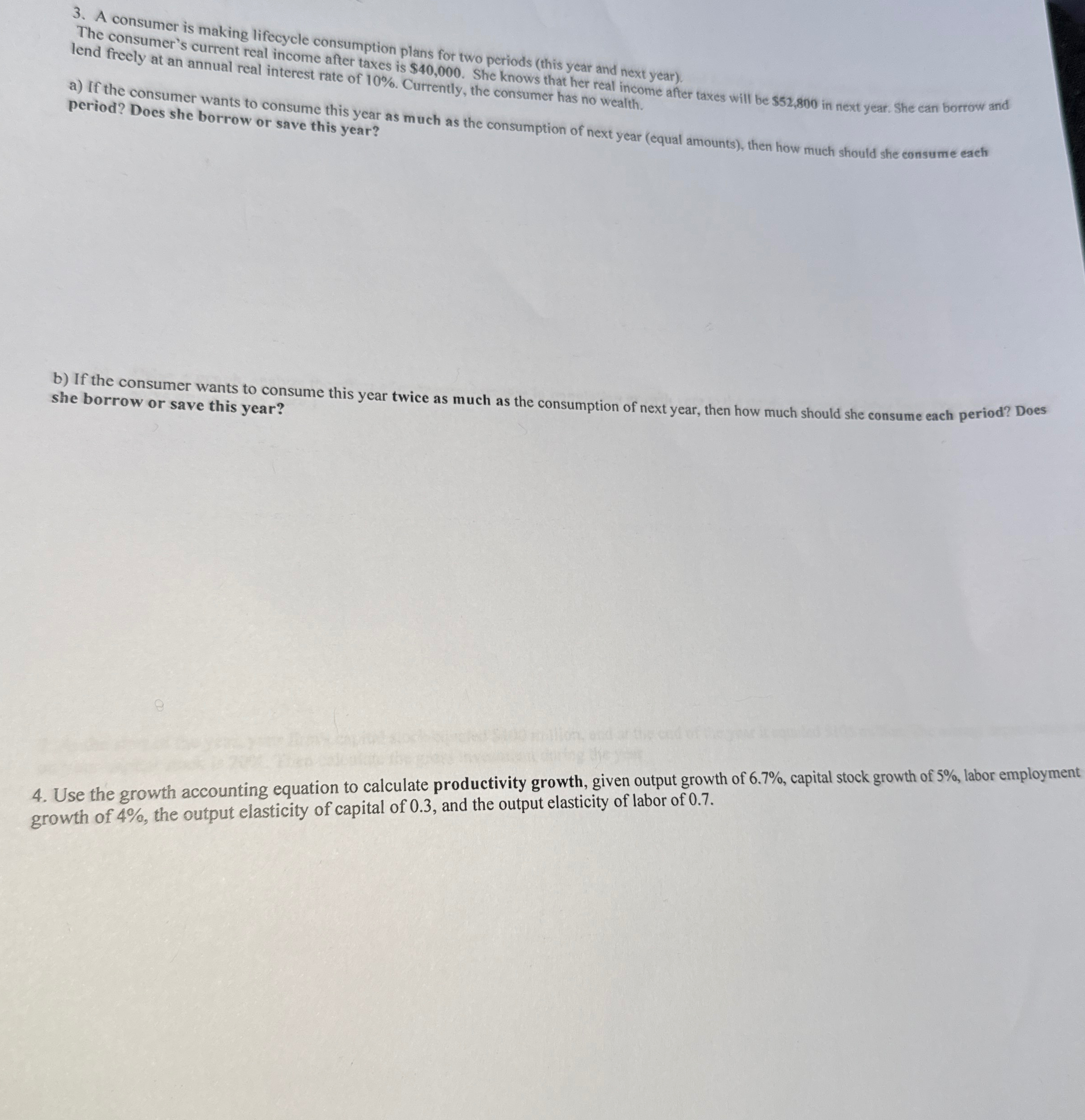 A consumer is making lifecycle consumption plans