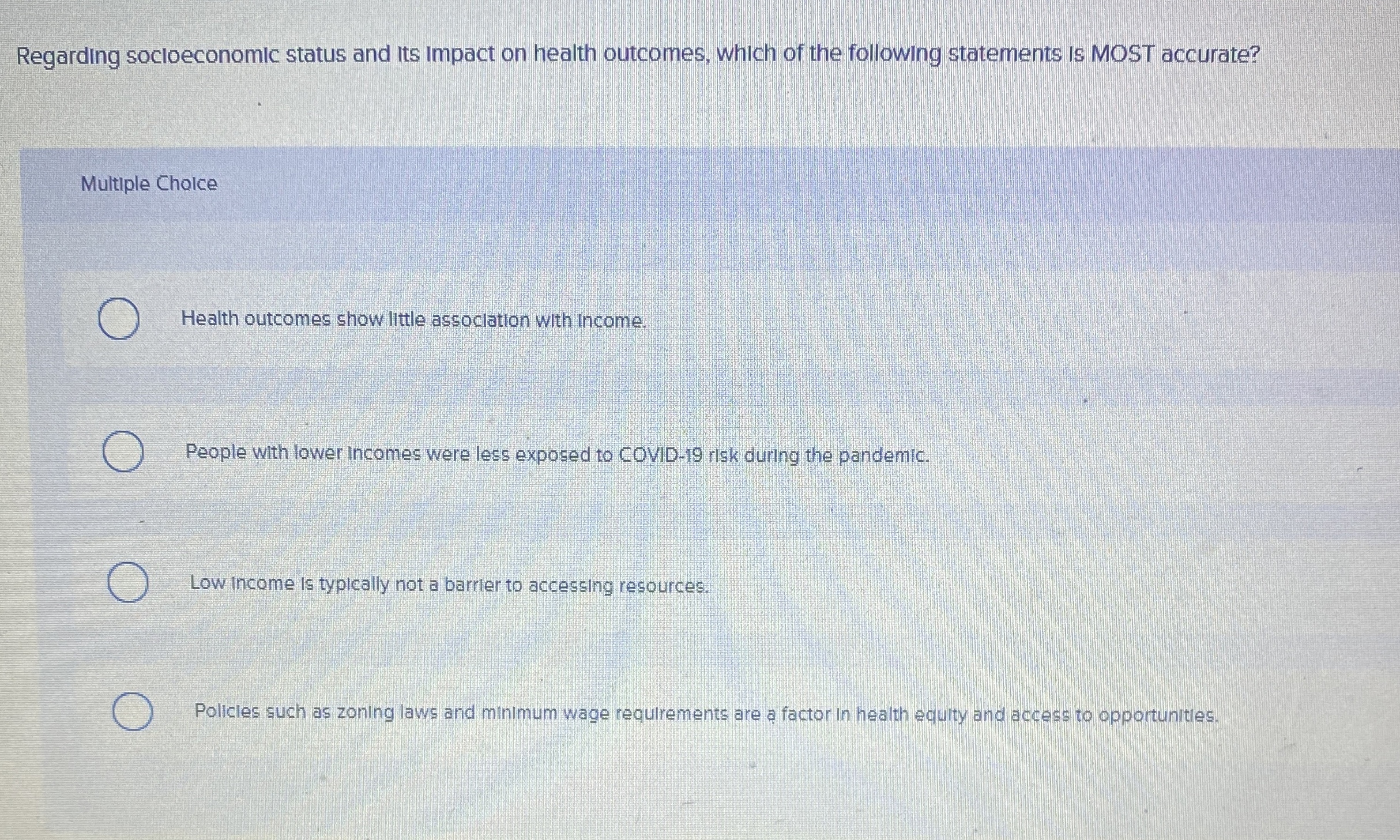 Regarding socloeconomic status and its Impact on