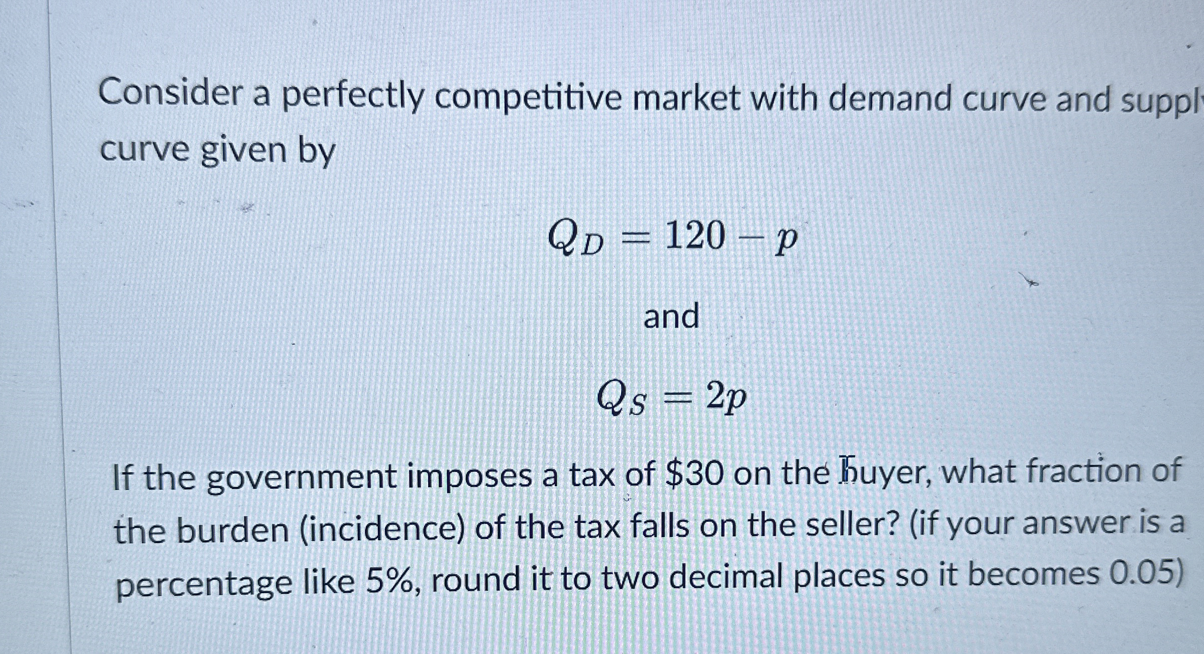 Consider a perfectly competitive market with