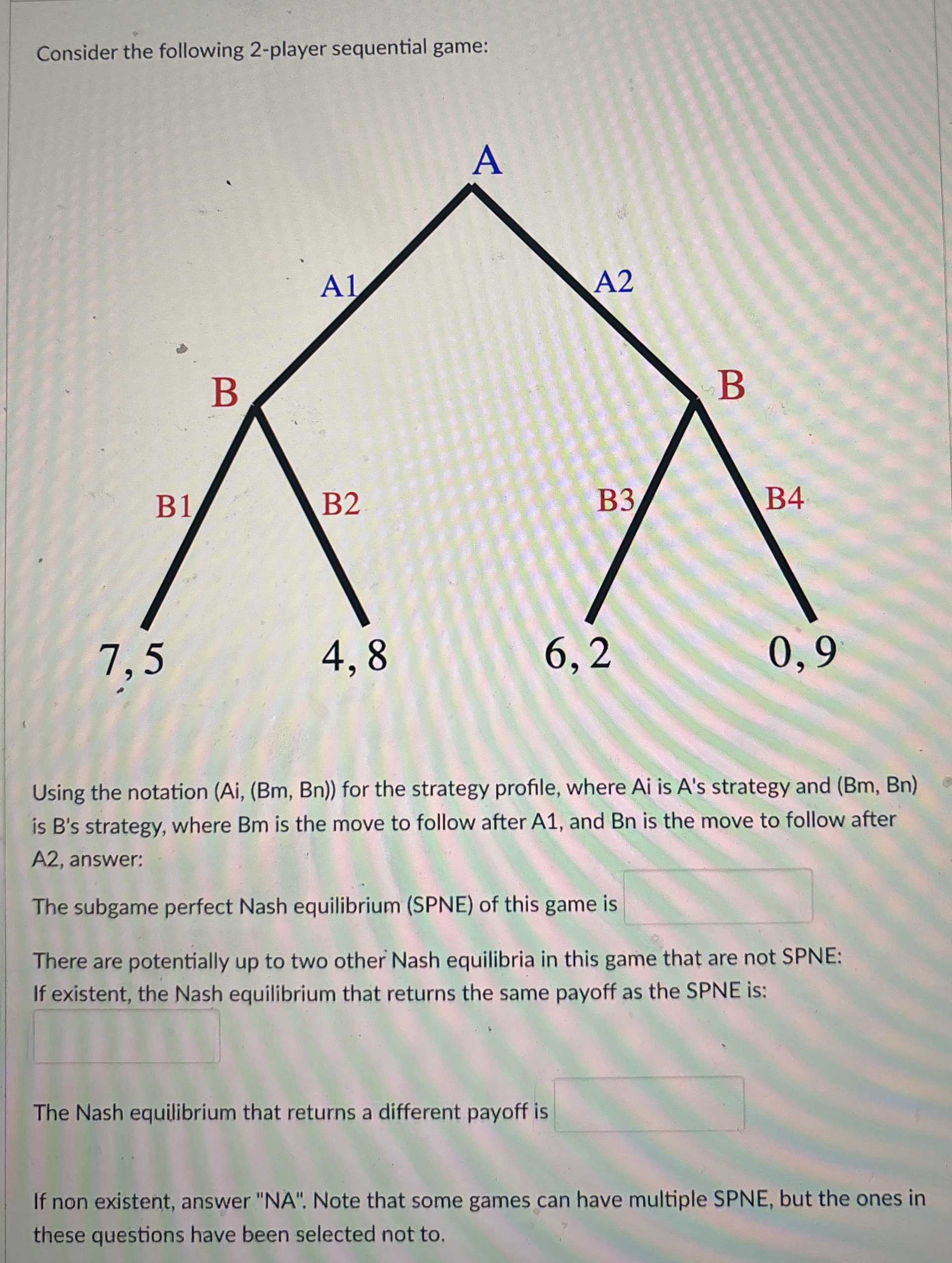 Consider the following 2 - player sequential
