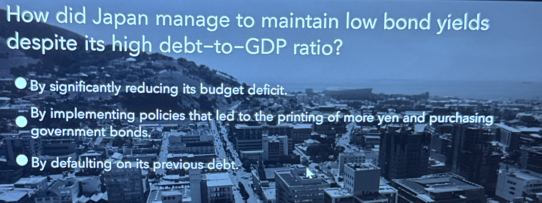 How did Japan manage to maintain low bond yields