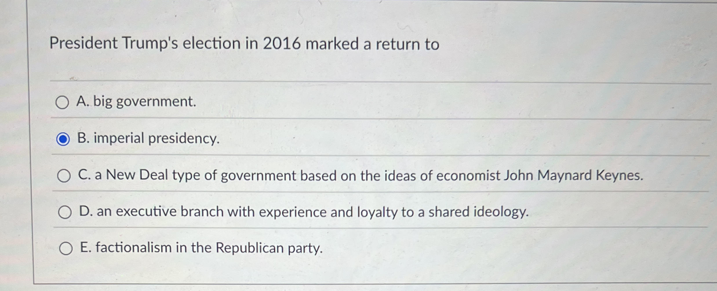 President Trump's election in 2 0 1 6 marked a