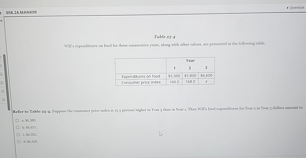 0 5 8 . 2 4 . MANK 0 9 Question Table 2 5 - 4