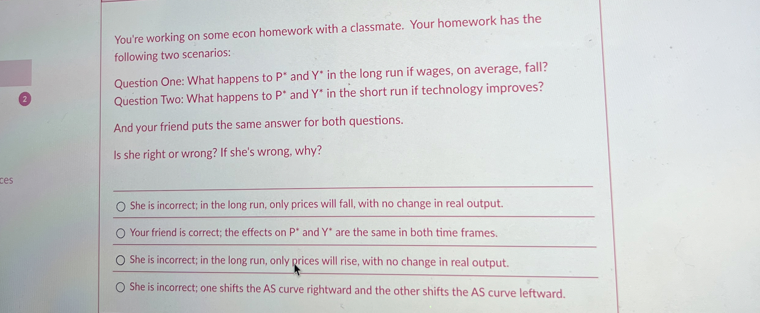 You're working on some econ homework with a