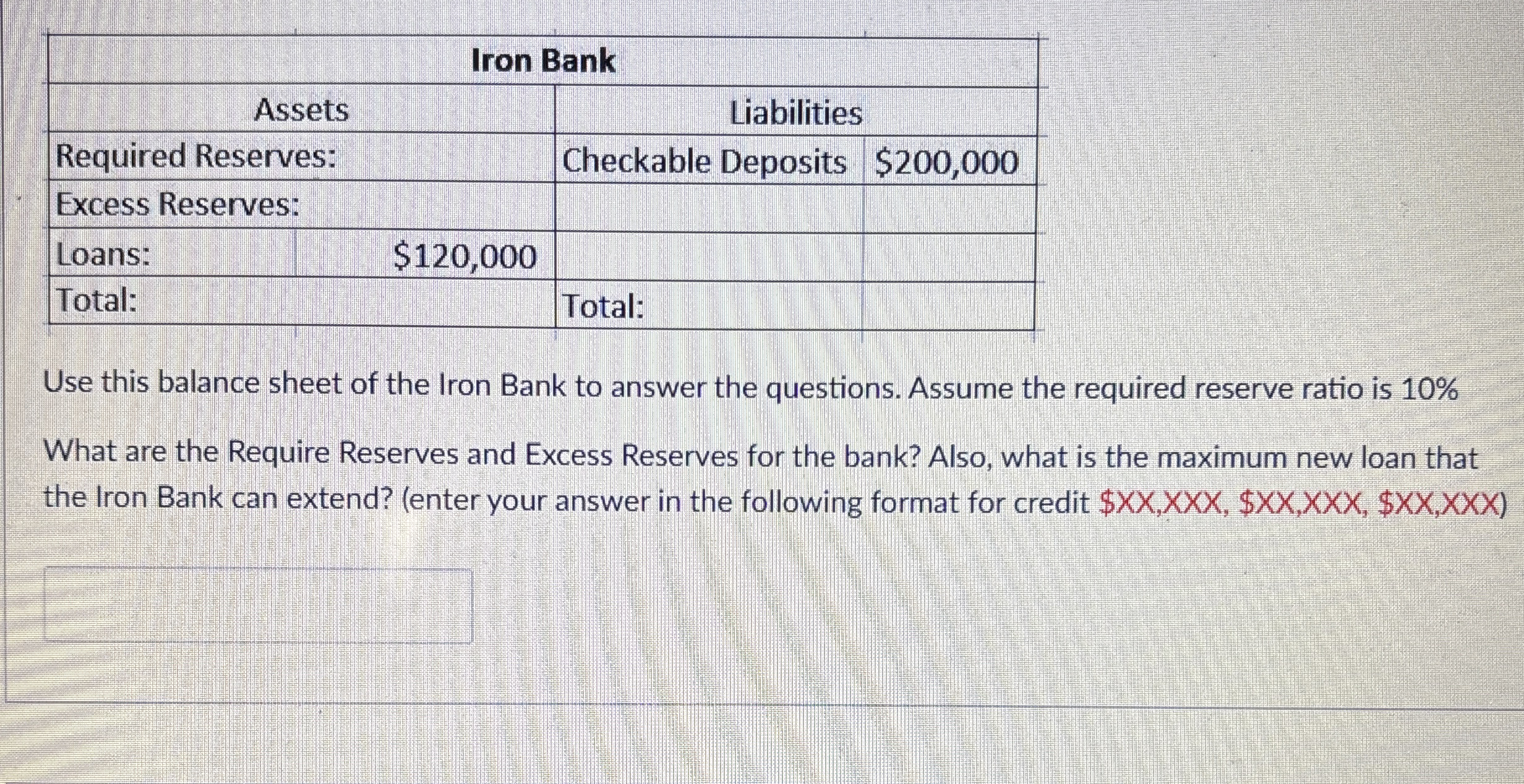 \ table [ [ Iron Bank ] , [ Assets , Liabilities,