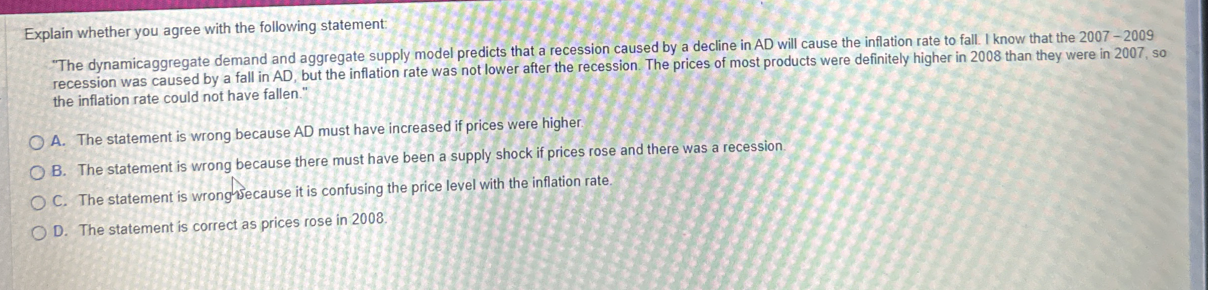 Explain whether you agree with the following