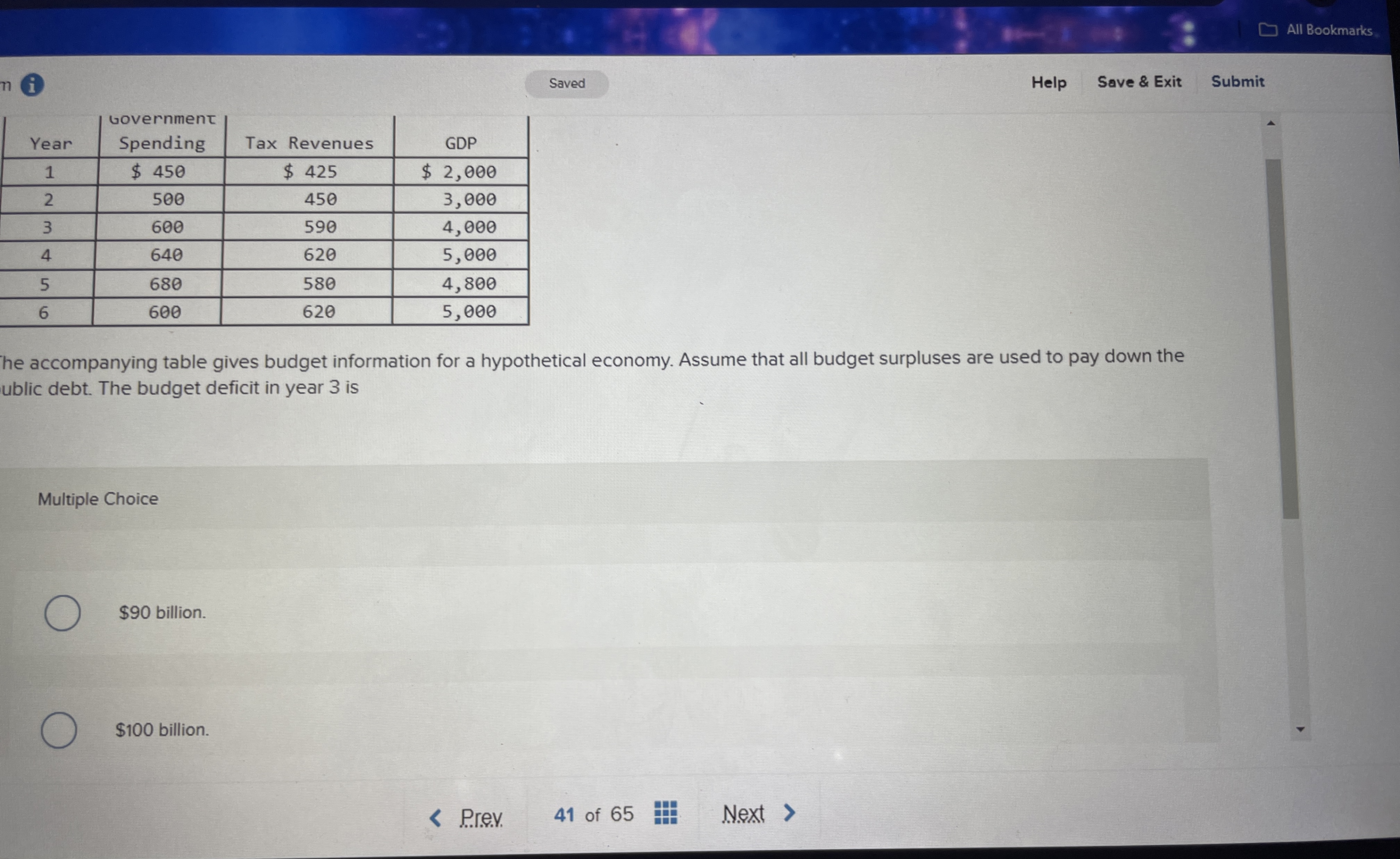 All Bookmarks Saved Help Save & Exit Submit \