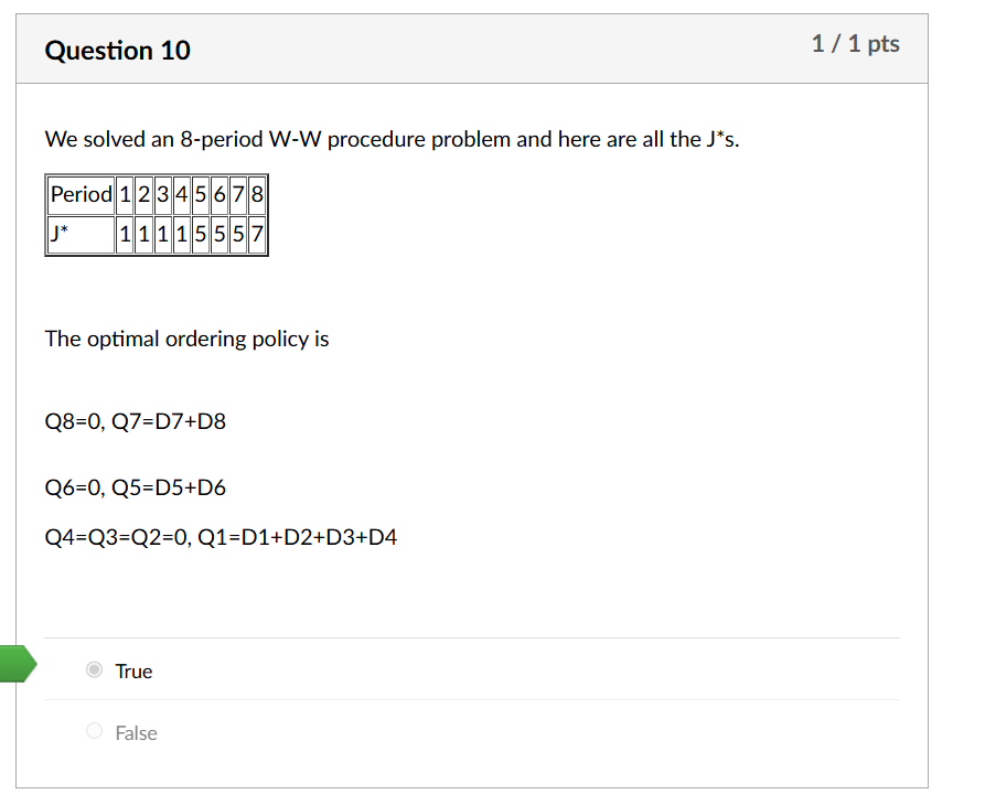 Question 1 0 W e solved a n 8 - period W - W