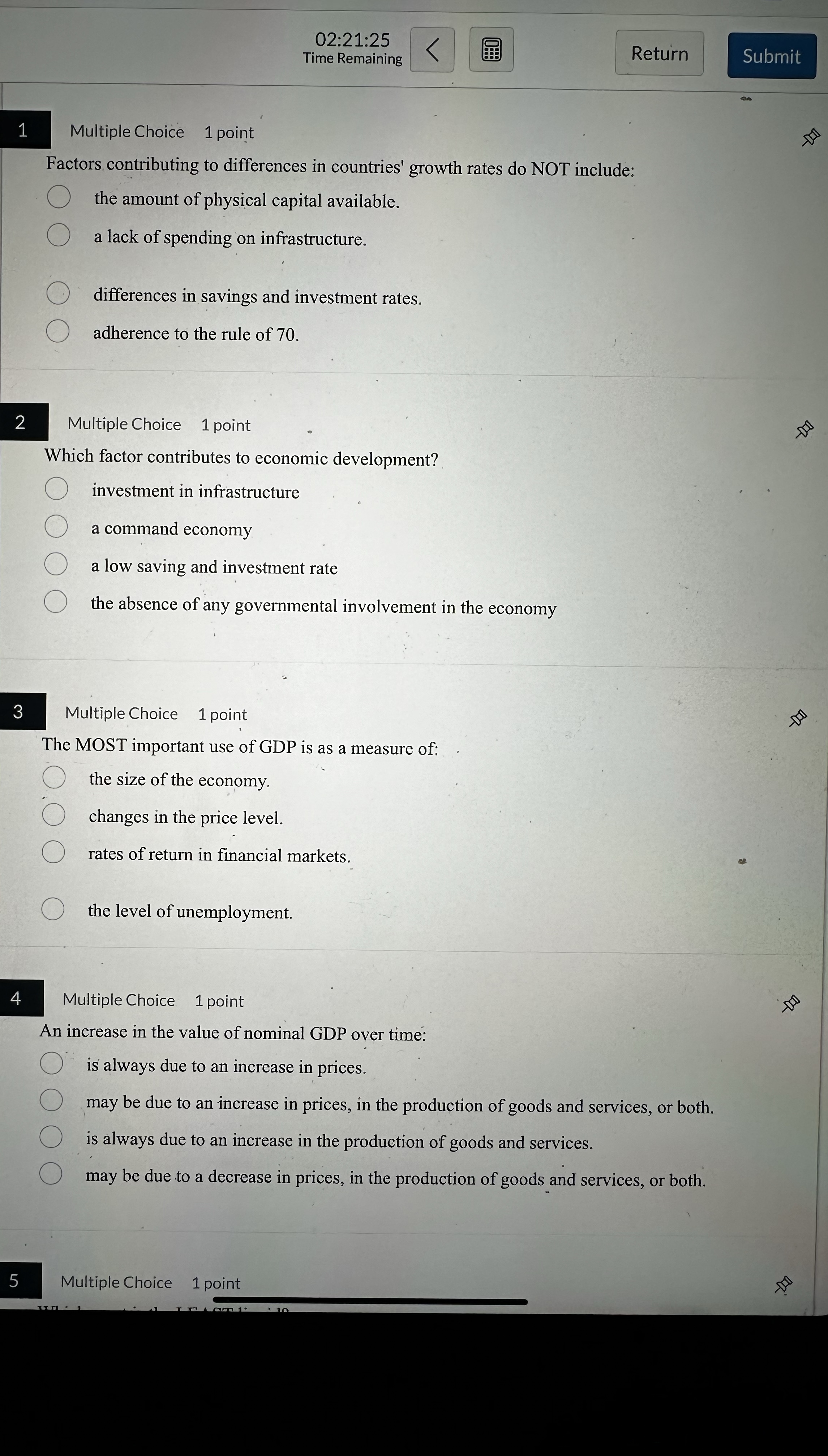 0 2 : 2 1 : 2 5 Time Remaining 1 Multiple Choice