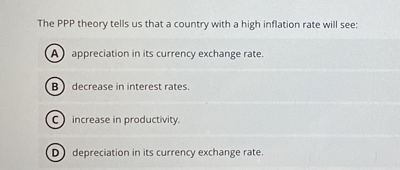 The PPP theory tells us that a country with a