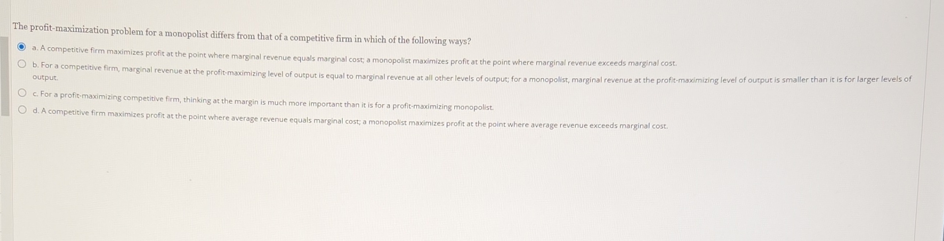 The profit - maximization problem for a