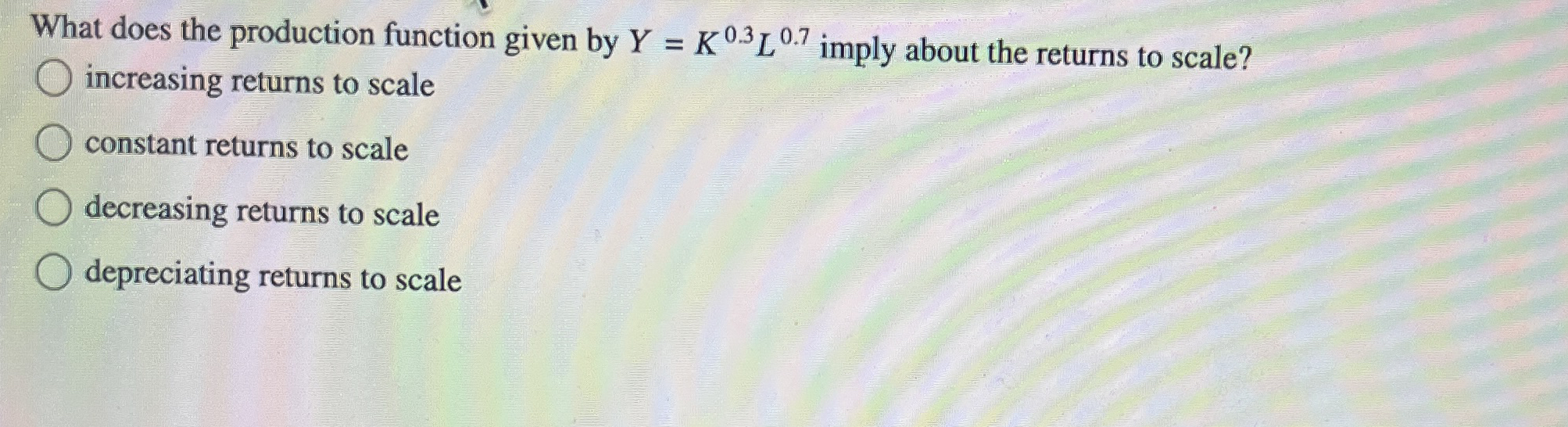 What does the production function given by Y = K