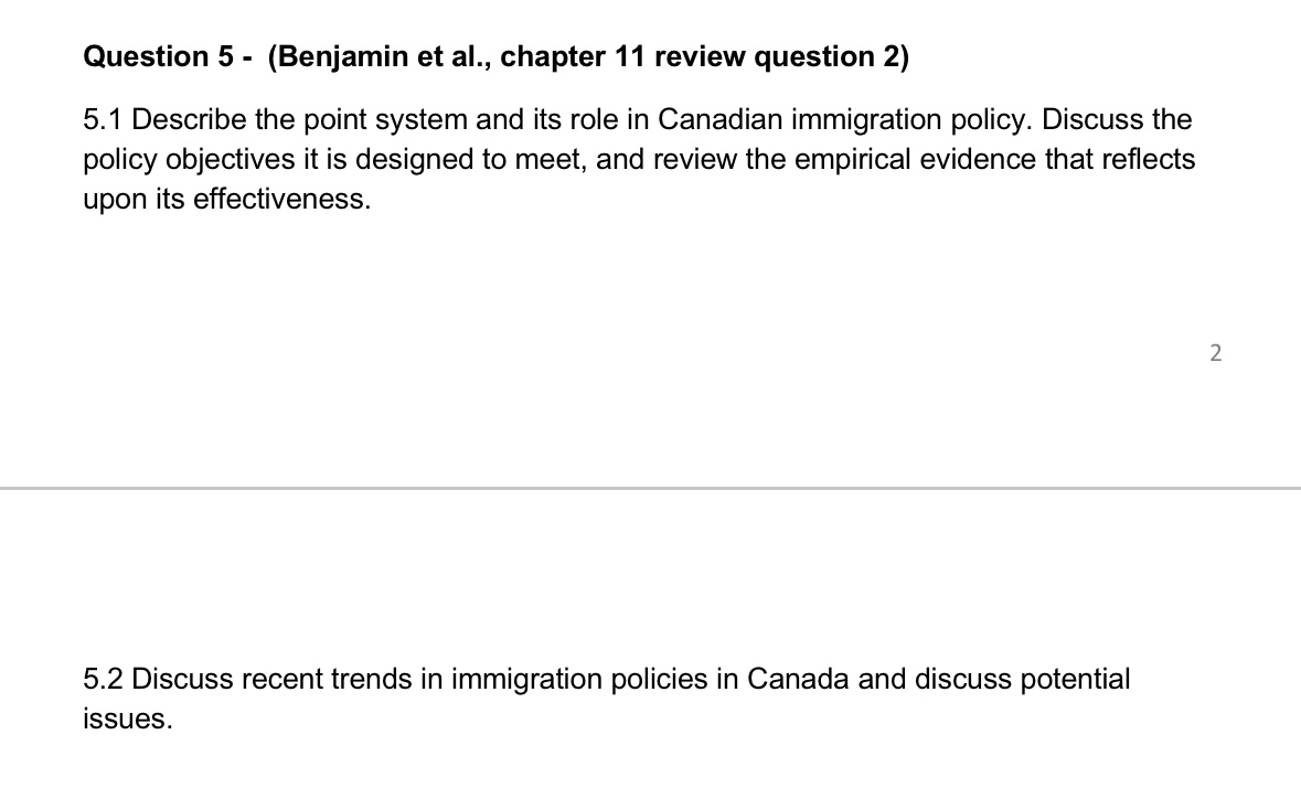 Question 5 - ( Benjamin et al . , chapter 1 1