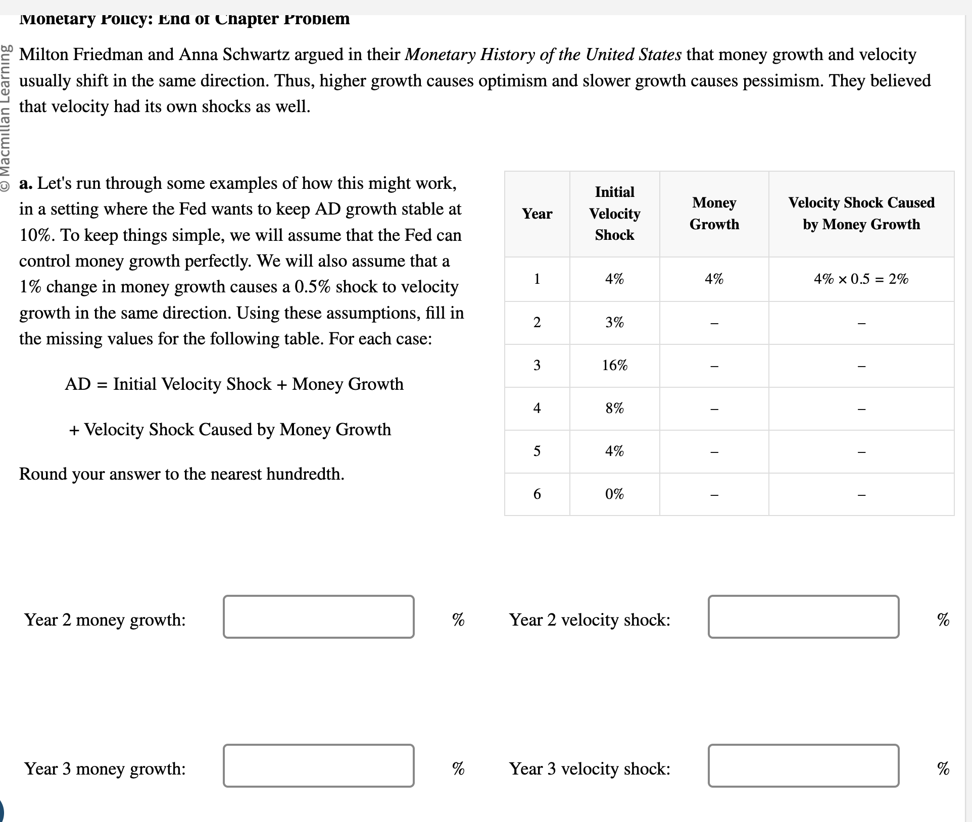 Monetary Policy: End o f Chapter Problem W e