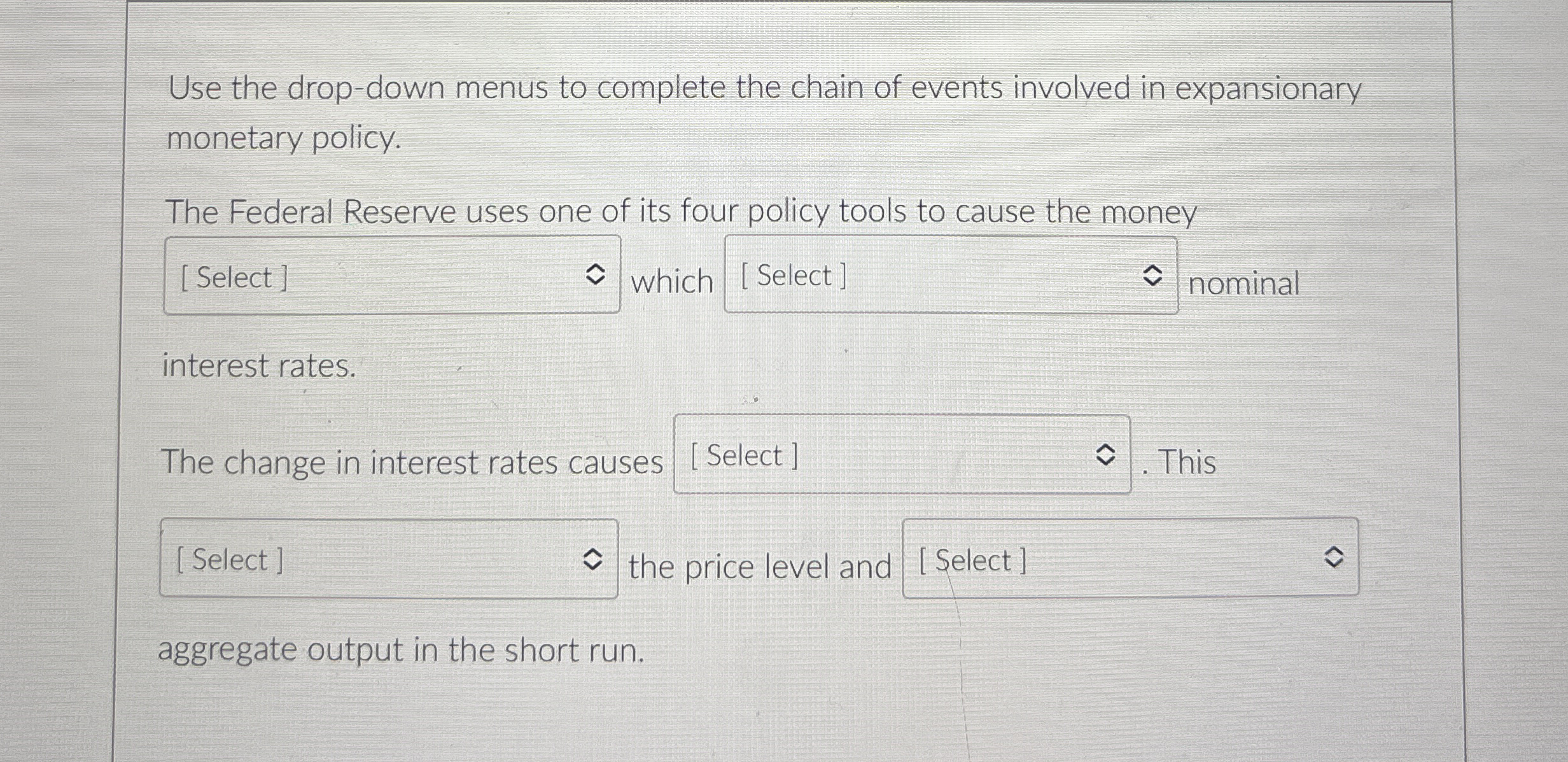 Use the drop - down menus to complete the chain