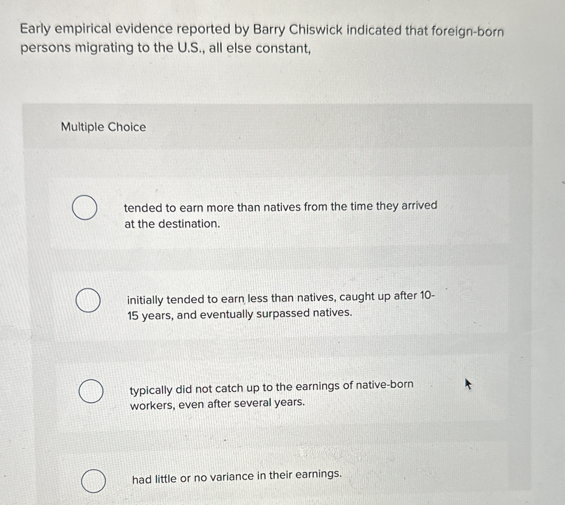 Early empirical evidence reported by Barry