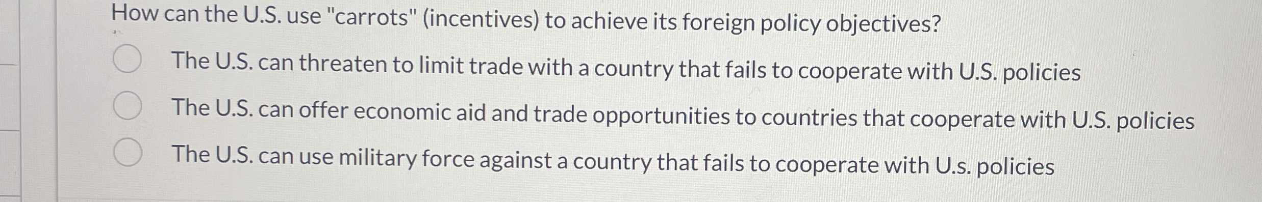 How can the U . S . use "carrots" ( incentives )