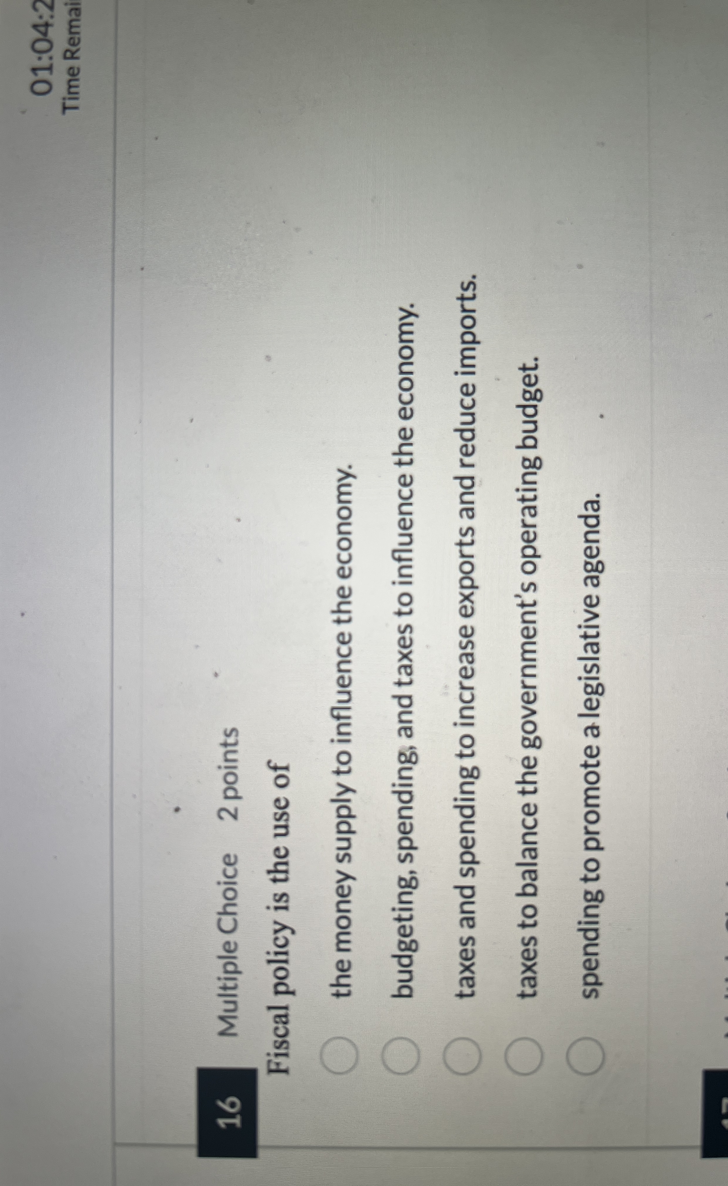 0 1 : 0 4 : 2 Time Remai Multiple Choice 2 points