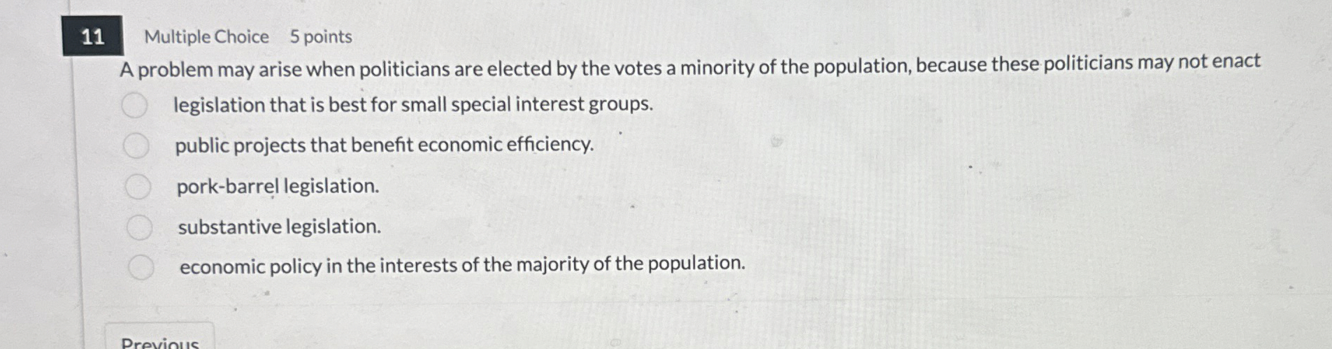 1 1 Multiple Choice 5 points A problem may arise