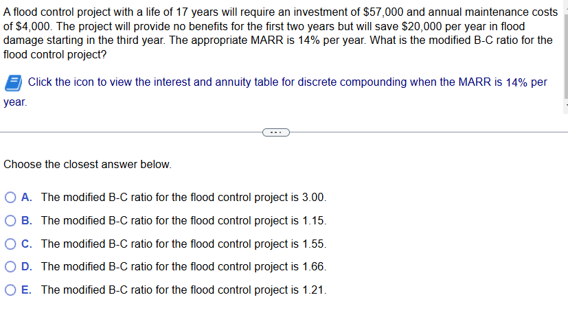 Choose the closest answer below. A . The modified