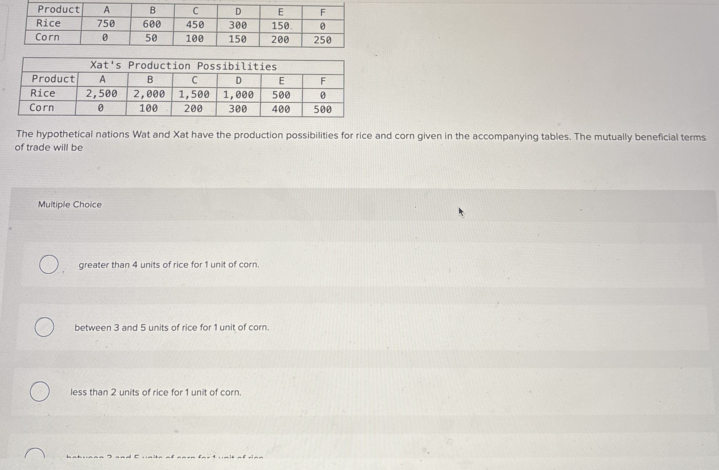 \ table [ [ Product , A , B , C , D , E , F ] , [