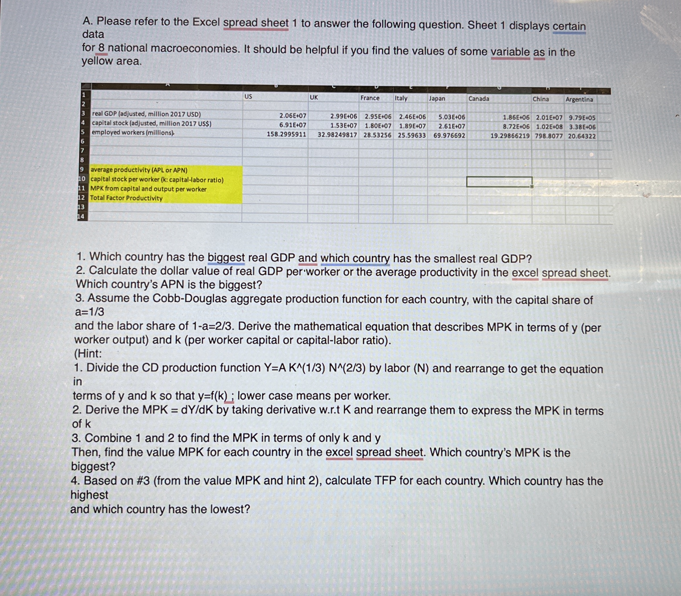 A . Please refer to the Excel spread sheet 1 to